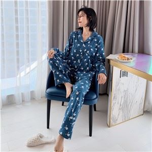 Langarm-Baumwoll-Strickjacke-Pyjama-Set