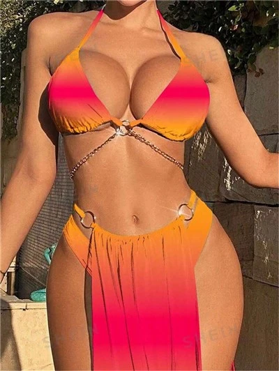 2024 Burst Fire Bikini Badeanzug Sexy Hottie Outfit Ins Badeanzug Dreiteiliger Bikini