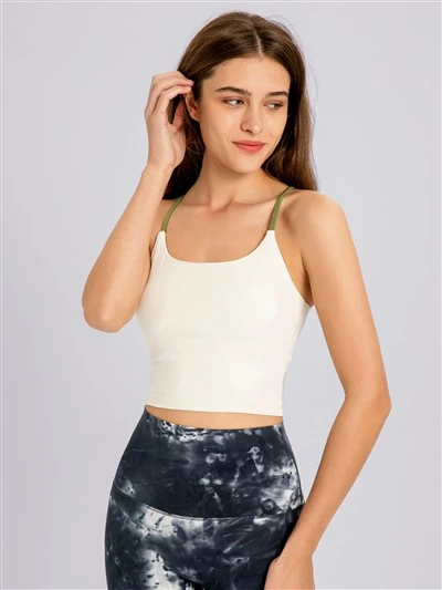 Frauen im Sommer Farbblock Yoga Tanktop Sport BH für Freizeitkleidung & Training